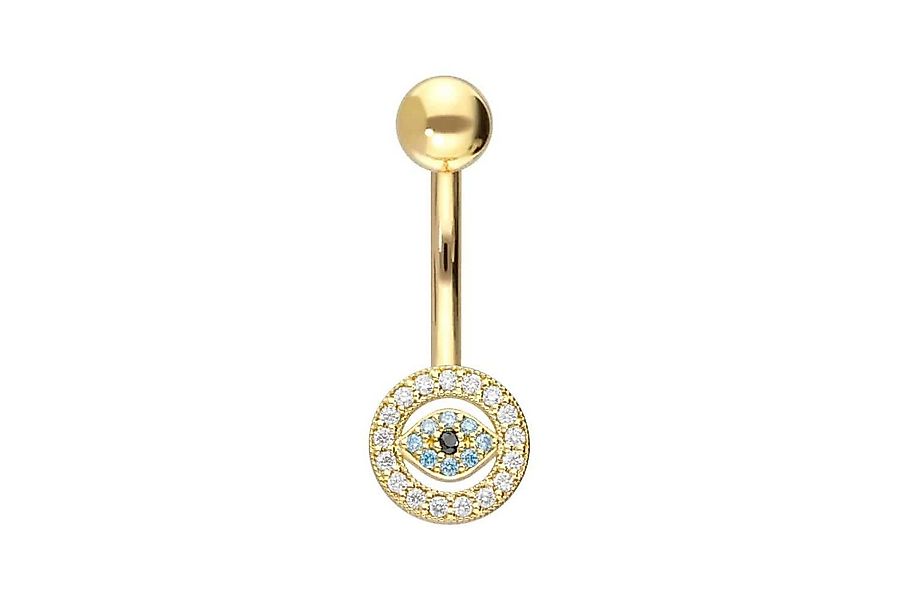 PIERCINGLINE Bauchnabelpiercing 14/18 Karat Gold Bananabell MOISSANIT-AUGE günstig online kaufen