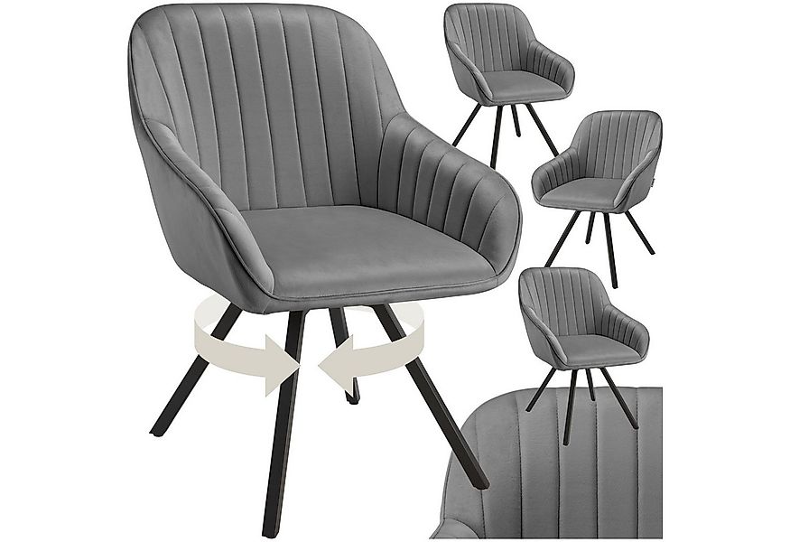 tectake Esszimmerstuhl Drehbarer Armlehnstuhl Snug Samtoptik, gepolstert (S günstig online kaufen