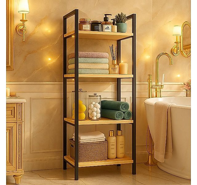 Jungengel Standregal Badregal Küchenregal Holz & Edelstahl Organizer Stehre günstig online kaufen