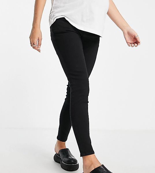 Topshop Maternity – Jamie – Jeans aus Bio-Baumwolle in Schwarz mit Überbauc günstig online kaufen