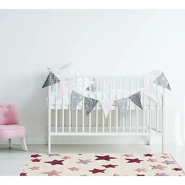 home24 Happy Rugs Kinderteppich Seastar Creme/Rot Stern Design Wolle 120x18 günstig online kaufen