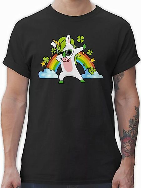 Shirtracer T-Shirt Dabbendes Einhorn Kleeblatt Regenbogen St. Patricks Day günstig online kaufen