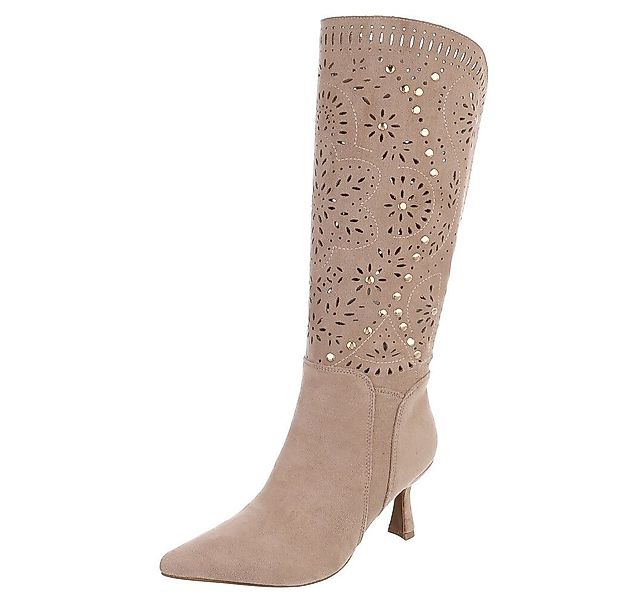 Ital-Design Kniehohe Stiefel mit Aussparungen und Absatz für Damen Sommerbo günstig online kaufen