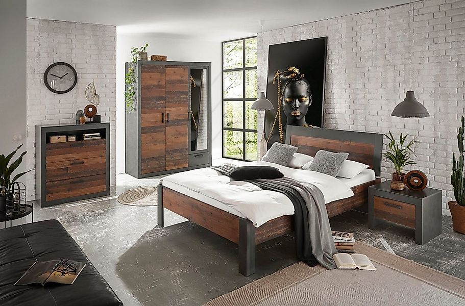 Home affaire Schlafzimmer-Set BROOKLYN, (Set, 4-tlg., mit Holzkopfteil, Nac günstig online kaufen
