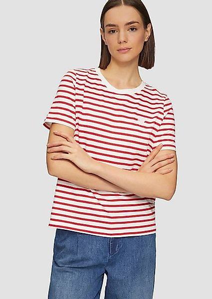 s.Oliver Kurzarmshirt Gestreiftes T-Shirt im Relaxed Fit mit Herz-Stickerei günstig online kaufen