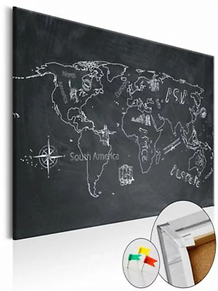 artgeist Pinnwand Bild Travel broadens the Mind [Cork Map] schwarz/weiß Gr. günstig online kaufen