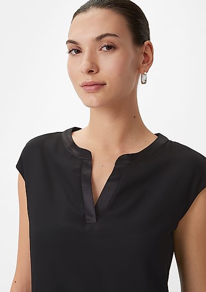 Comma Kurzarmshirt Blusenshirt aus Viskosemix Layering günstig online kaufen