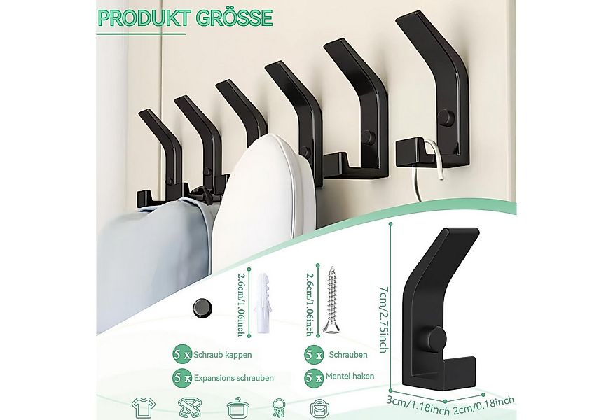 BlingBin Kleiderhaken 5 Stück Garderobenhaken, Wandhaken Moderne Handtuchha günstig online kaufen