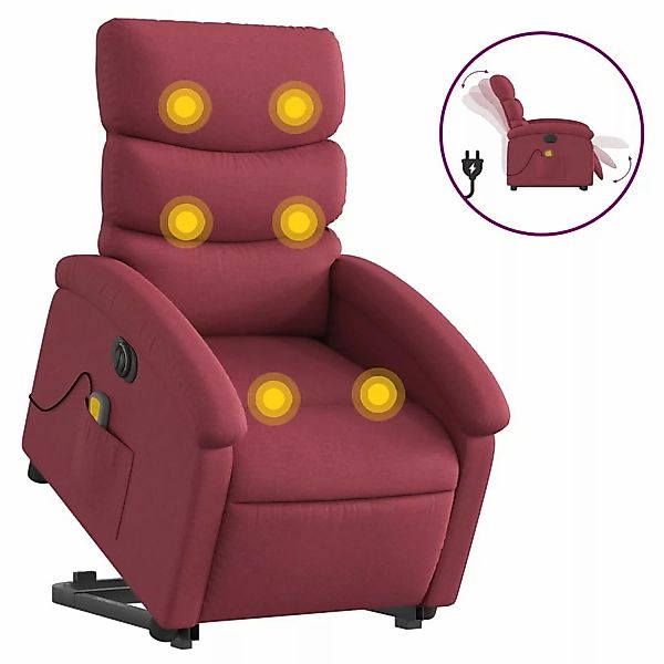 vidaXL Elektrischer Massagesessel mit Aufstehhilfe Weißrot Stoff Modell 4 günstig online kaufen