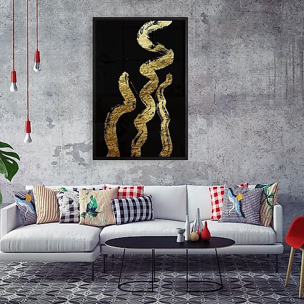 queence Leinwandbild "Black & Gold", Abstrakt-Kunst-Modern, mit einem Schat günstig online kaufen