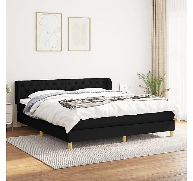 vidaXL Boxspringbett Boxspringbett mit Matratze Schwarz 160x200 cm Stoff Be günstig online kaufen