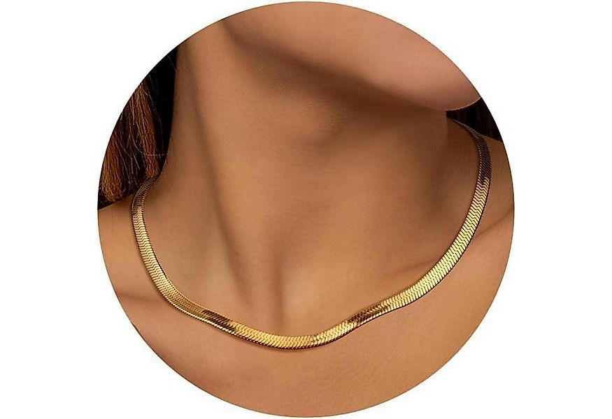 LuxusKollektion Schmuckset Halskette 14K Gold Schlangenkette Choker Edelsta günstig online kaufen