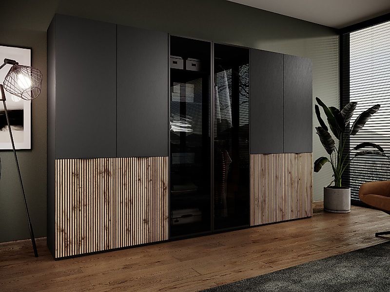 Compleo Kleiderschrank 6-Türen, gerifflete Front, geräumig günstig online kaufen