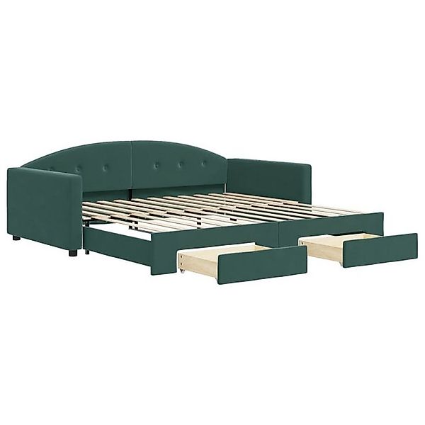 vidaXL Bett Tagesbett Ausziehbar mit Schubladen Dunkelgrün 100x200 cm Samt günstig online kaufen