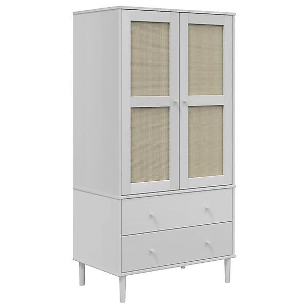 vidaXL Kleiderschrank SENJA Rattan-Optik Weiß 90x55x175 cm Kiefernholz günstig online kaufen