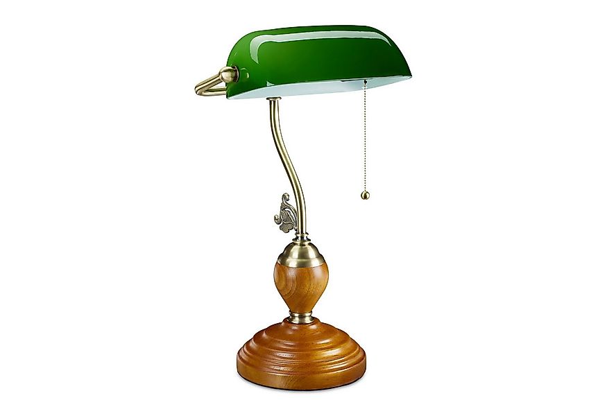 relaxdays Tischleuchte Bankerlampe mit Zugschalter günstig online kaufen