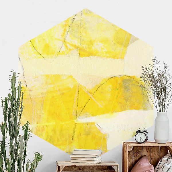 Hexagon Fototapete selbstklebend Zitronenwald in den Bergen günstig online kaufen