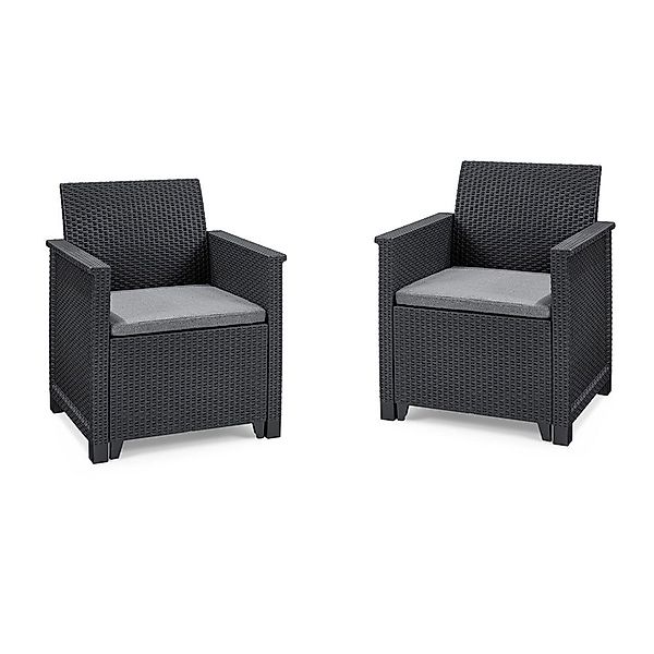 Keter Gartenlounge-Bank Gartensessel "Emma" Graphit Rattanoptik günstig online kaufen
