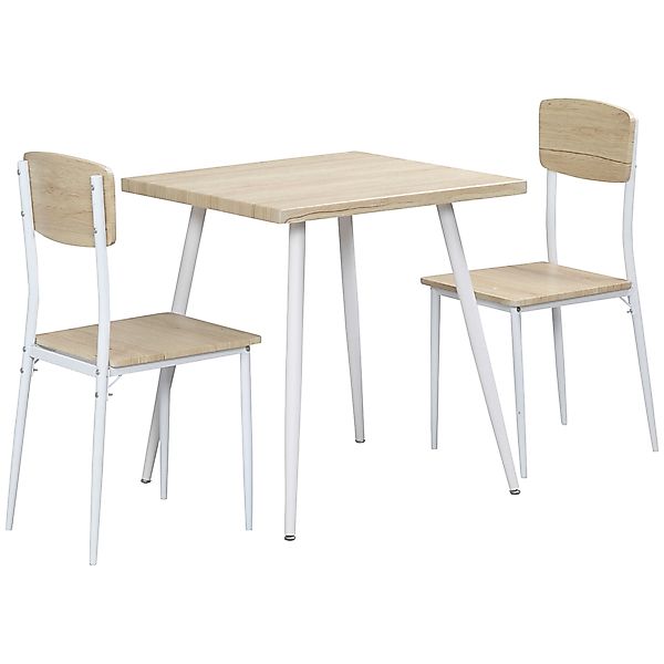 HOMCOM 3-teilige Essgruppe Sitzgruppe Esstisch Set MDF + Metall Naturholzma günstig online kaufen