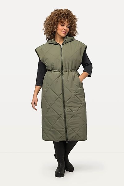 Ulla Popken Steppweste Long-Steppweste Kapuze 2-Wege-Zipper günstig online kaufen