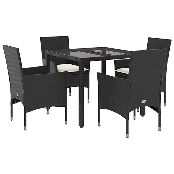 vidaXL 5-Tlg Garten-Essgruppe mit Kissen Schwarz Poly Rattan und Glas 32785 günstig online kaufen