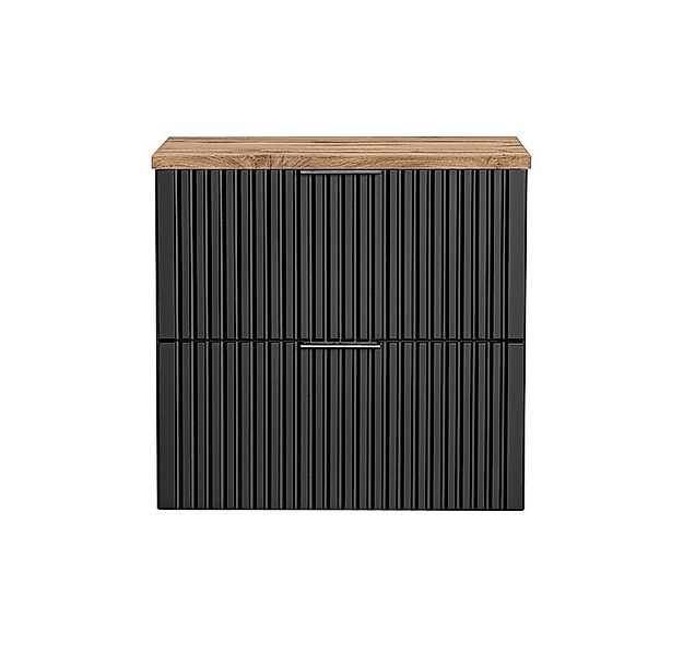 Lomadox Waschbeckenschrank ADELAIDE-56-BLACK schwarz matt, Front gerillt, P günstig online kaufen