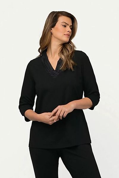 Ulla Popken Sweatshirt Punto-Shirt Classic Taft-Kragen V-Ausschnitt günstig online kaufen
