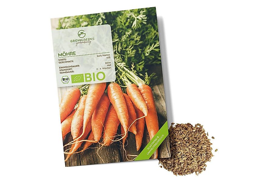 Growgreens Gemüsesamen BIO Karotten Samen (Early Nantes) - Möhren Saatgut ( günstig online kaufen