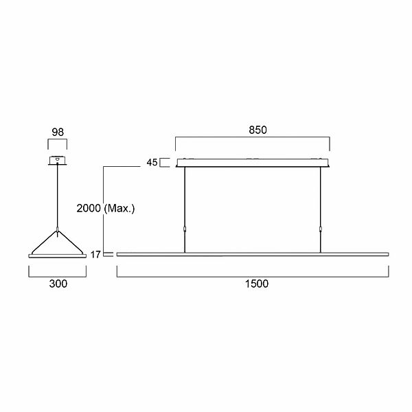 Sylvania LED-Pendelleuchte Areum, 150 x 30 cm, 840, DALI günstig online kaufen