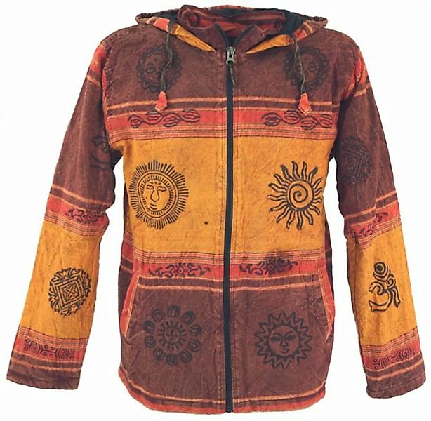 Guru-Shop Strickjacke Goa Jacke, Ethno Kapuzen Jacke - rostorange alternati günstig online kaufen