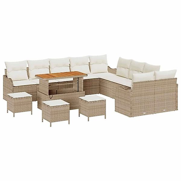 vidaXL Garten-Sofa-Set 14-Tlg Beige Poly Rattan 3362331 günstig online kaufen