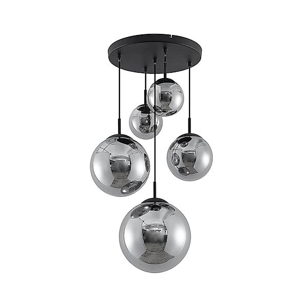 Lindby Pendelleuchte Teeja 9628020 Retro Vintage Antik in Alu aus Glas 5-fl günstig online kaufen
