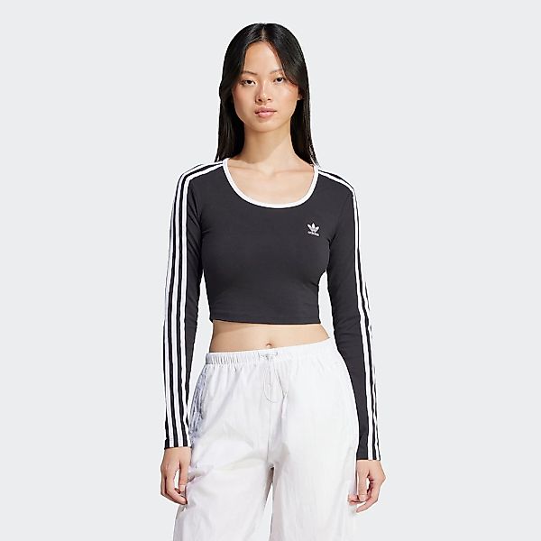 adidas Originals Langarmshirt "3S LS CROP" schmaler und kürzerer Schnitt, m günstig online kaufen