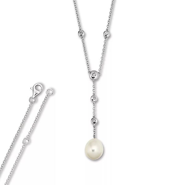 ONE ELEMENT Silberkette "Zirkonia Anker Halsketten aus 925 Silber 45 cm Ø", günstig online kaufen