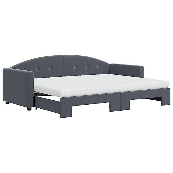 vidaXL Bett Tagesbett Ausziehbar mit Matratzen Dunkelgrau 80x200 cm Samt günstig online kaufen