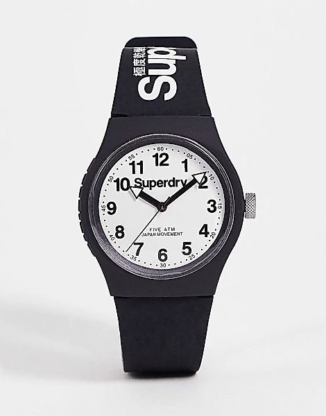 Superdry – Uhr mit Silikonarmband in Schwarz und Weiß günstig online kaufen