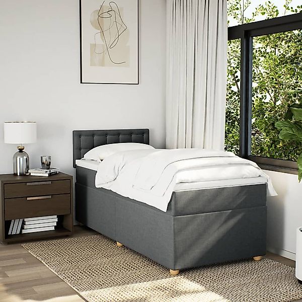 vidaXL Bett Boxspringbett mit Matratze Dunkelgrau günstig online kaufen