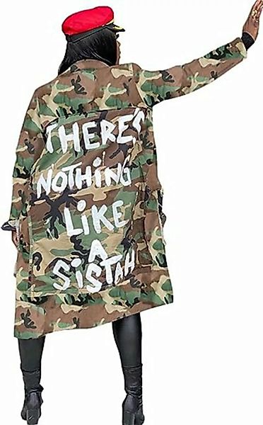 FIDDY Trenchcoat Sexy Camouflage Damen Military Fatigue Lange Arbeitsjacke günstig online kaufen