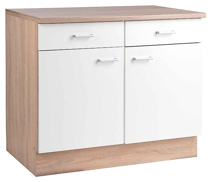 Menke Küchen Unterschrank SONEA, Eiche Sonoma Dekor, Weiß, Breite 100 cm günstig online kaufen