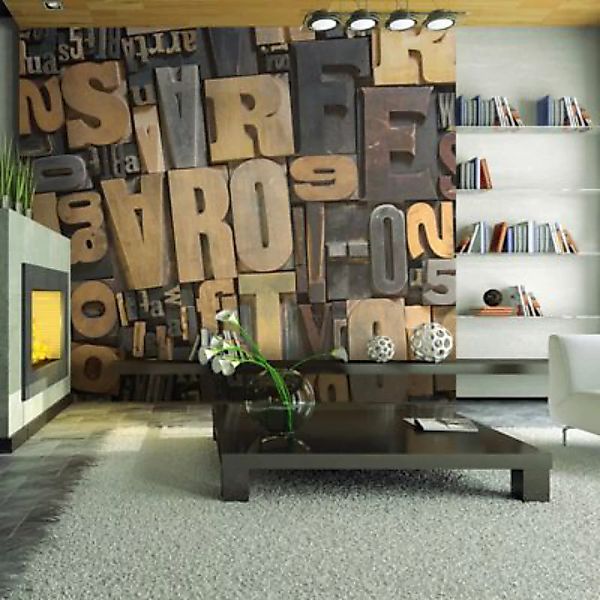 artgeist Fototapete Holzbuchstaben mehrfarbig Gr. 350 x 270 günstig online kaufen