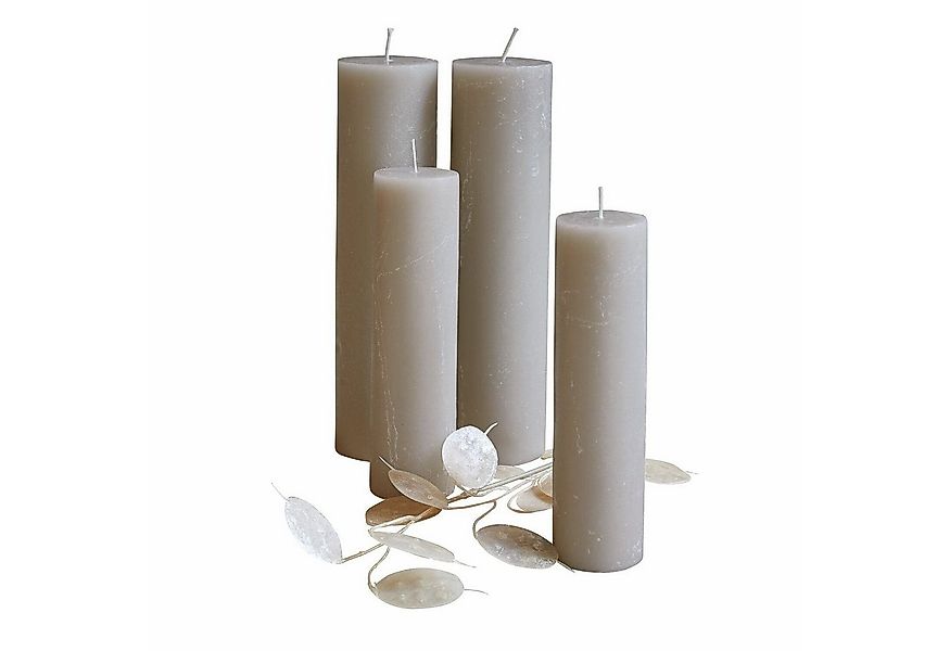 Mirabeau Stumpenkerze Kerze 4er Set Avinal taupe (4er Set, 4er Set), none günstig online kaufen
