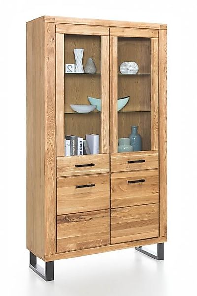 Vitrine 110 cm breit TINA von Elfo Möbel Eiche teilmassiv günstig online kaufen