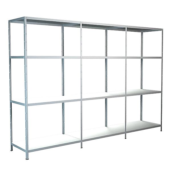 Schulte Steck-Grund- und 2 x Anbauregale 180 cm x 360 cm x 35 cm Weiß günstig online kaufen