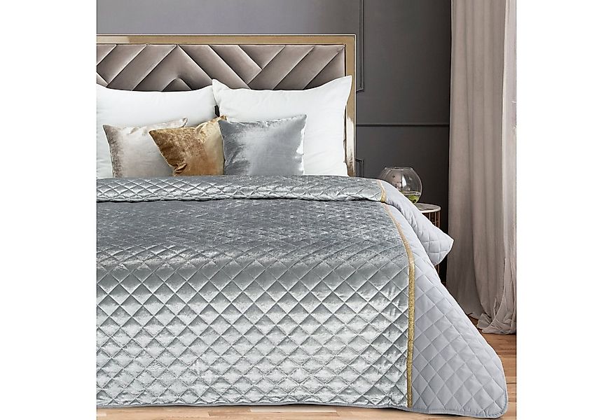 Eurofirany Tagesdecke Kristi, Steppdecke Samtdecke Karomuster Weicher Überw günstig online kaufen