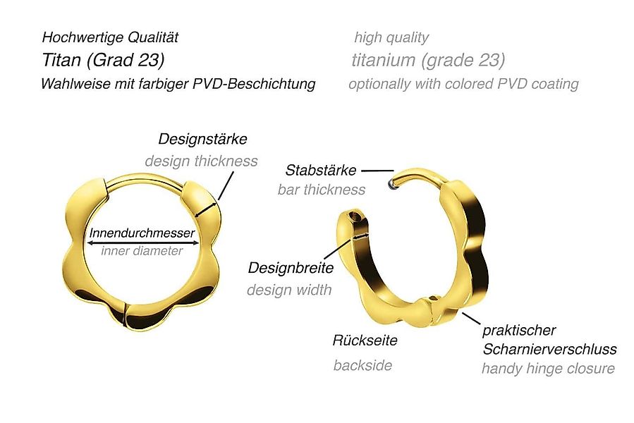 FILANGO Piercing-Set Titan Ohrclicker Creolen BLUMENFORM günstig online kaufen