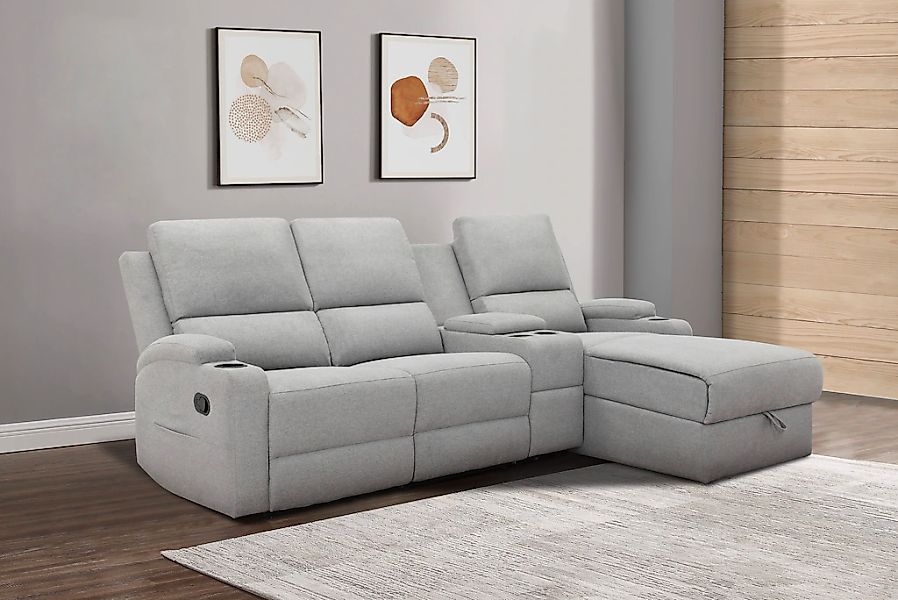 Home affaire Ecksofa "NAPORI Multimediasofa, 3er Kinosessel XXL, L-Form, 3 günstig online kaufen