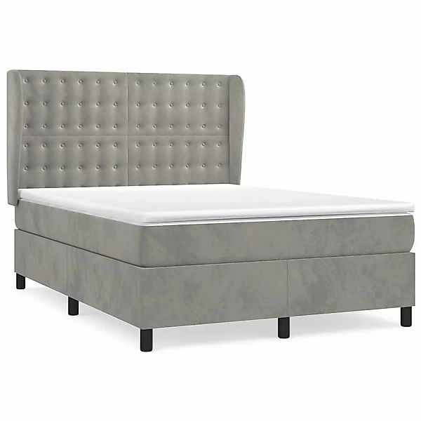 vidaXL Boxspringbett mit Matratze Hellgrau 140x200 cm Samt1373084 günstig online kaufen