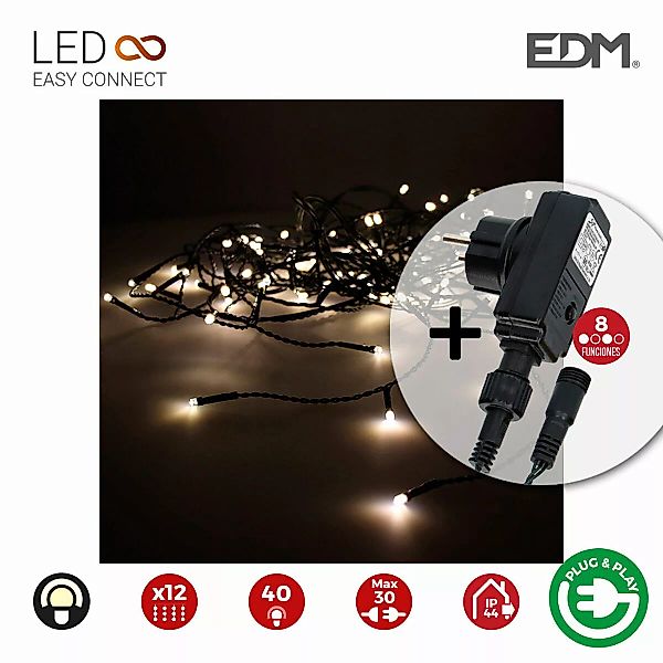 Led-lichtvorhang Edm Icicle Easy-connect 100w Warmes Weiß (200 X 50 Cm) günstig online kaufen