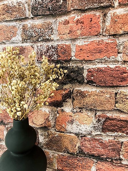 Newroom Vliestapete, Steintapete Braun Rot Steintapete Ziegelstein Backstei günstig online kaufen