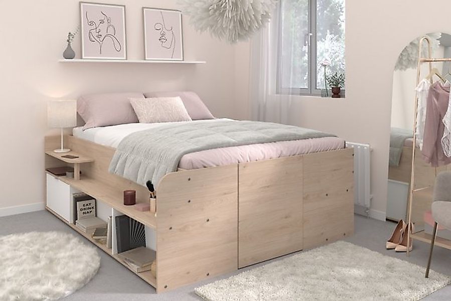 Parisot Stauraumbett Travel 2, Liegefläche 140x200cm, Jackson Eiche Dekor/W günstig online kaufen